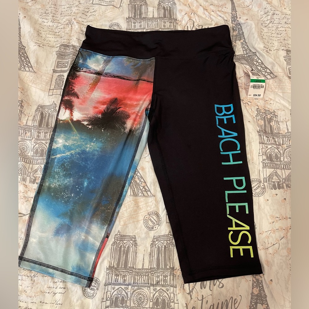 NWT Material Girl Active Beach Please Crop Leggings size Large